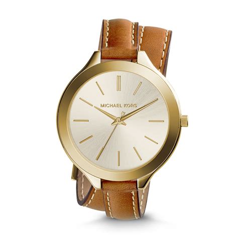 michael kors slim runway watch gold leather|Michael Kors oversized runway watch.